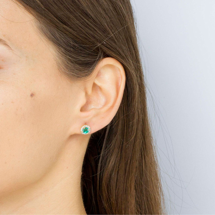 Kolczyki z szmaragdem i diamentami