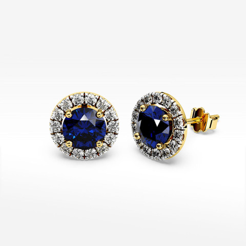 Kolczyki z szafirem i diamentami