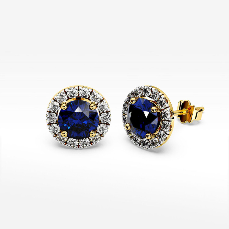 Kolczyki z szafirem i diamentami