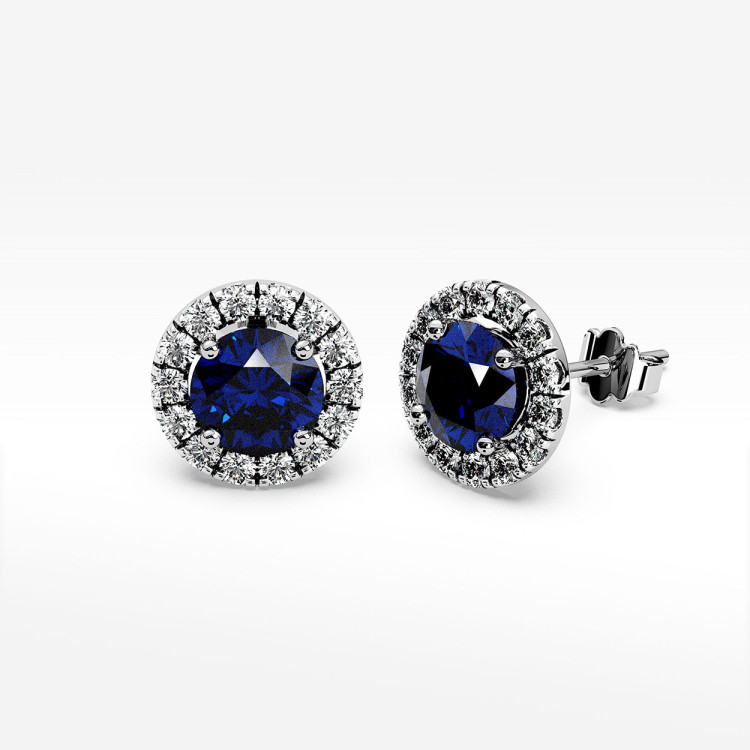 Kolczyki z szafirem i diamentami