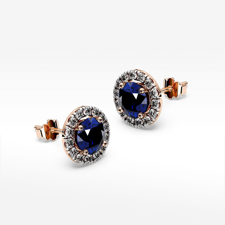 Kolczyki z szafirem i diamentami