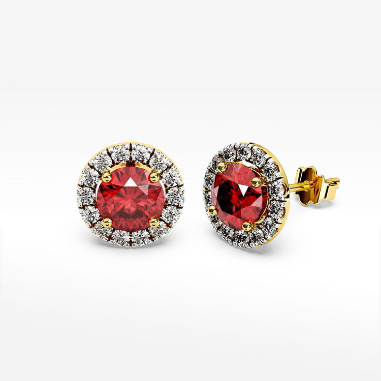 Kolczyki z rubinem i diamentami