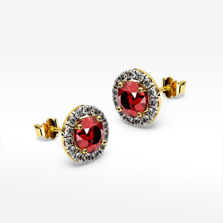 Kolczyki z rubinem i diamentami