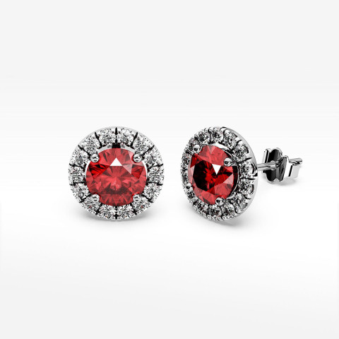 Kolczyki z rubinem i diamentami