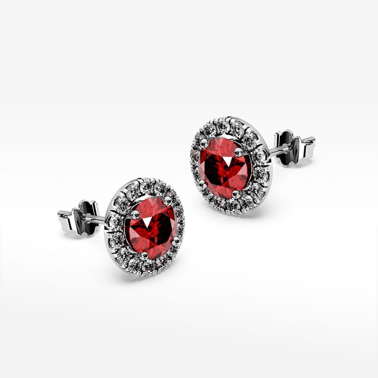 Kolczyki z rubinem i diamentami