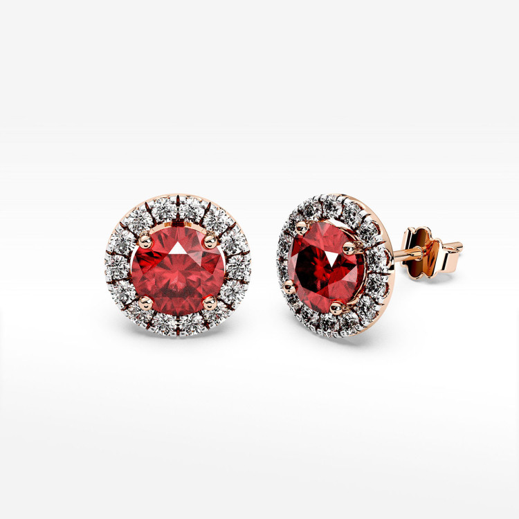 Kolczyki z rubinem i diamentami