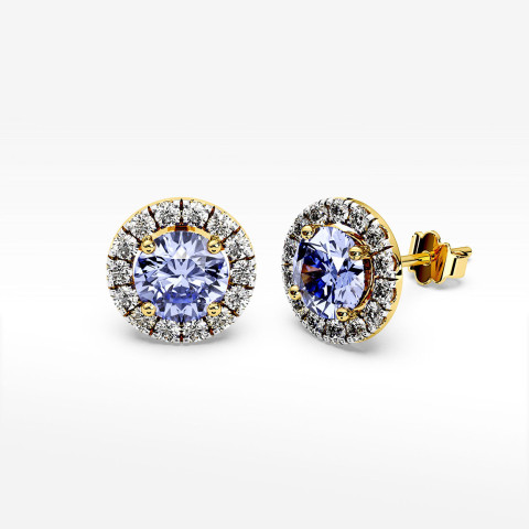 Kolczyki z  tanzanitem i diamentami