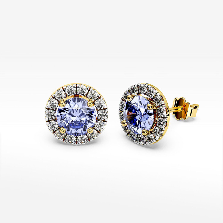 Kolczyki z  tanzanitem i diamentami