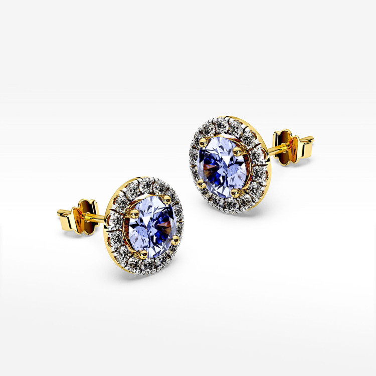 Kolczyki z  tanzanitem i diamentami