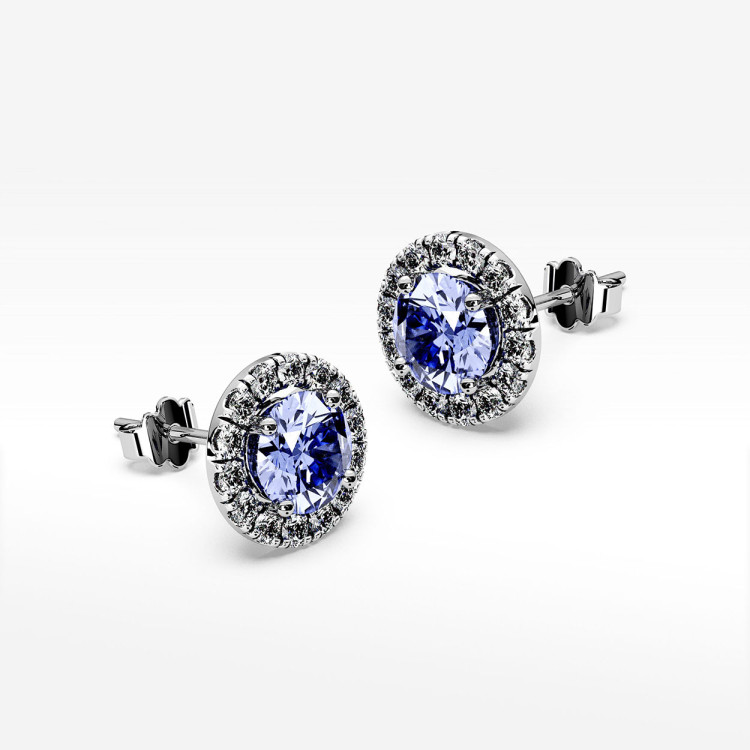 Kolczyki z  tanzanitem i diamentami