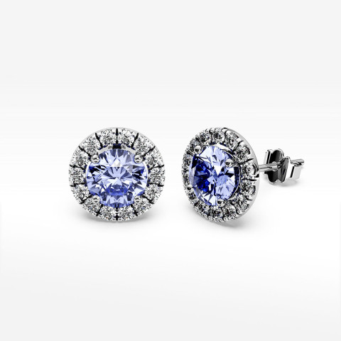 Kolczyki z  tanzanitem i diamentami