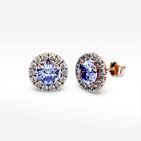 Kolczyki z  tanzanitem i diamentami