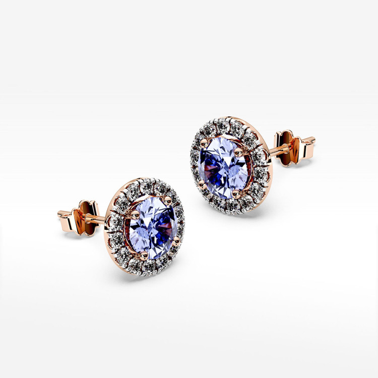 Kolczyki z  tanzanitem i diamentami