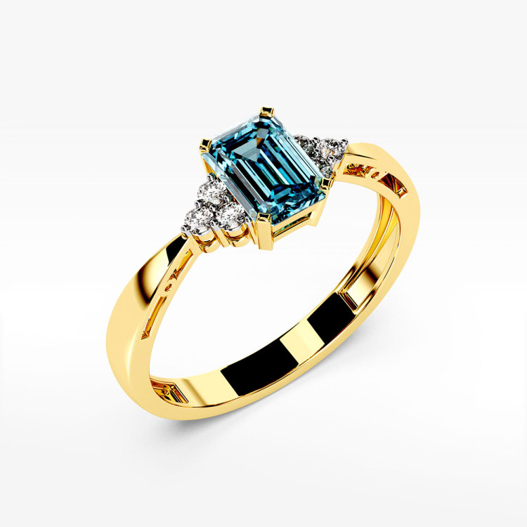 Złoty pierścionek z topazem i diamentami