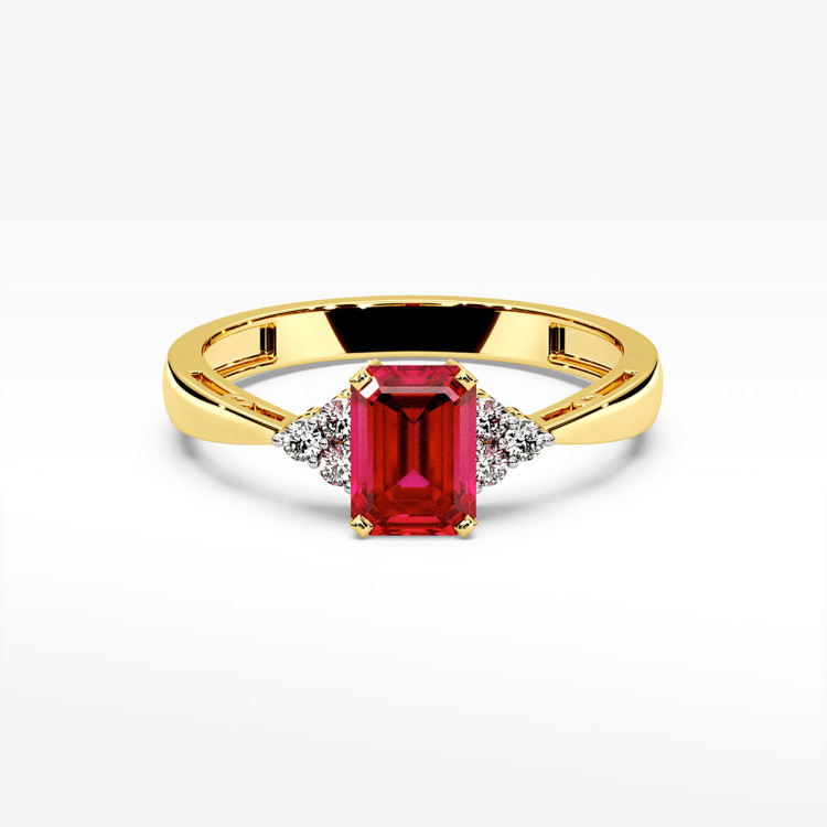 Złoty pierścionek z rubinem i diamentami