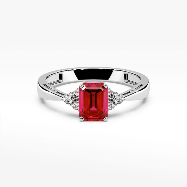 Złoty pierścionek z rubinem i diamentami