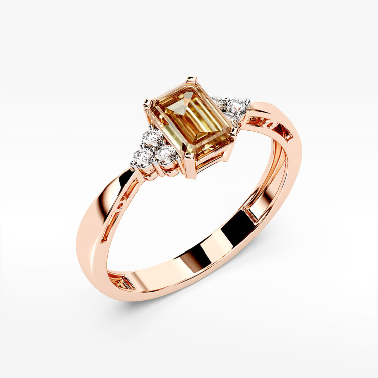 Złoty pierścionek z cytrynem i diamentami