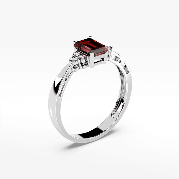 Pierścionek ze złota z granatem i diamentami