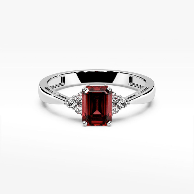 Pierścionek ze złota z granatem i diamentami