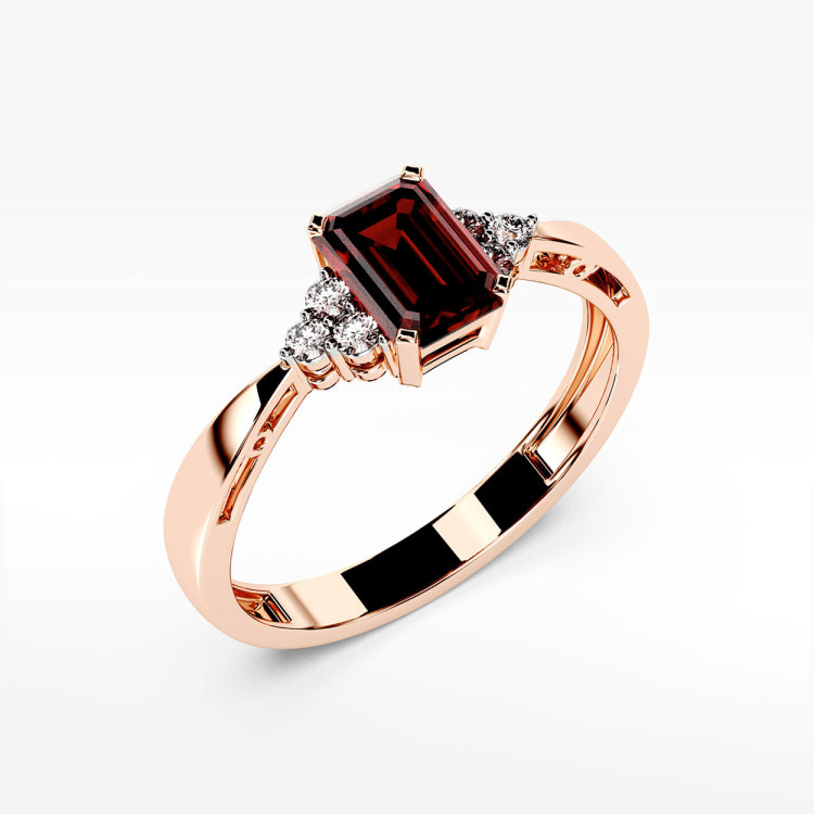 Pierścionek ze złota z granatem i diamentami