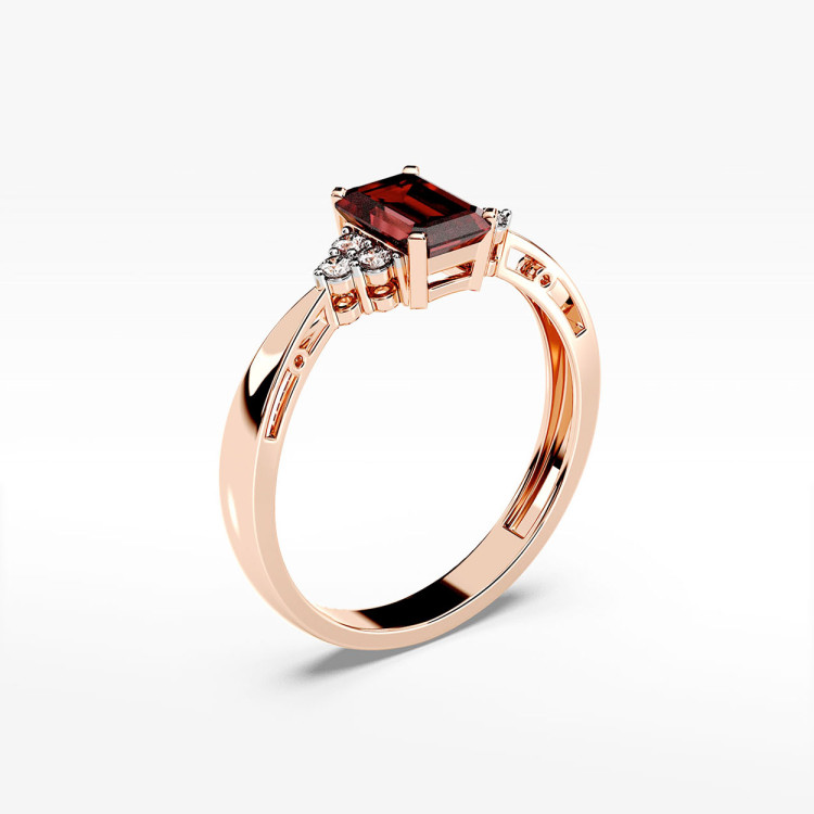 Pierścionek ze złota z granatem i diamentami