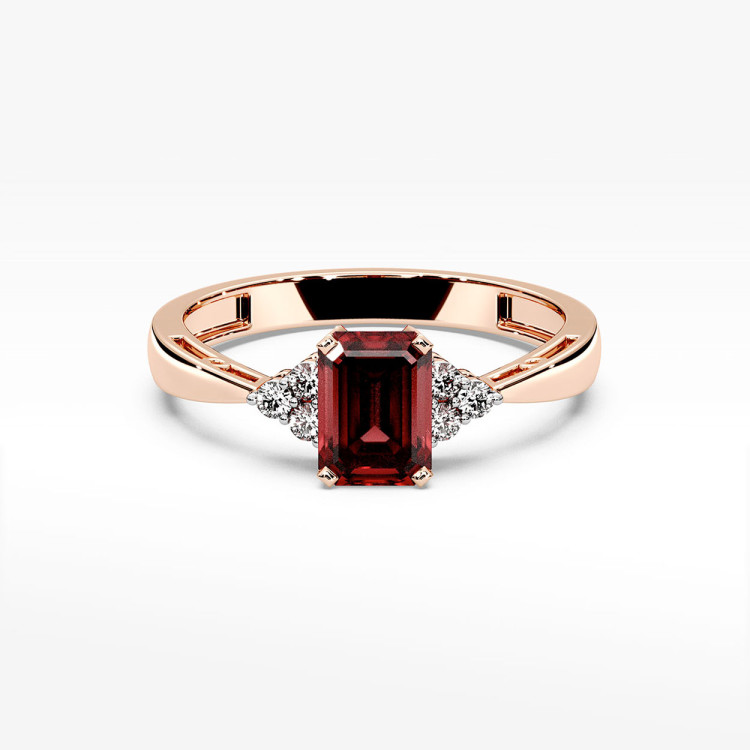 Pierścionek ze złota z granatem i diamentami