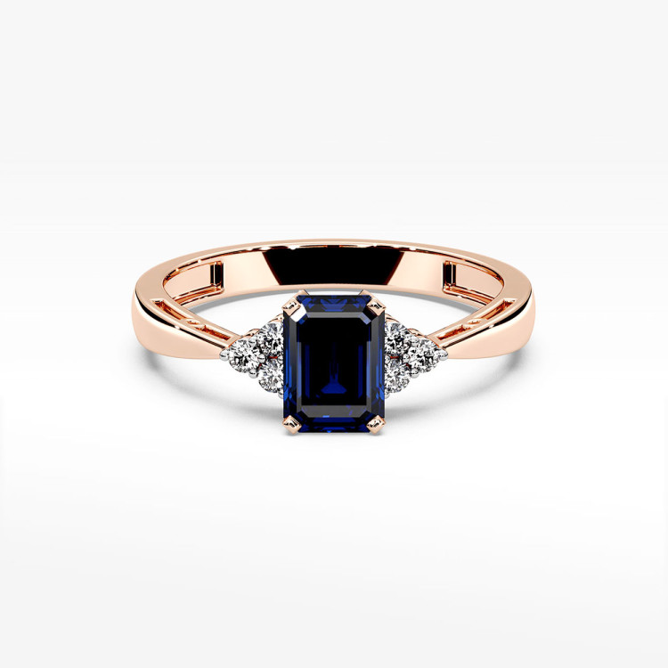 Złoty pierścionek z szafirem i diamentami