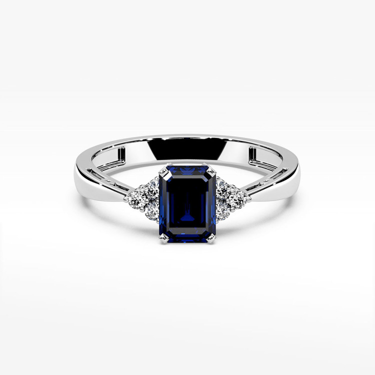 Złoty pierścionek z szafirem i diamentami