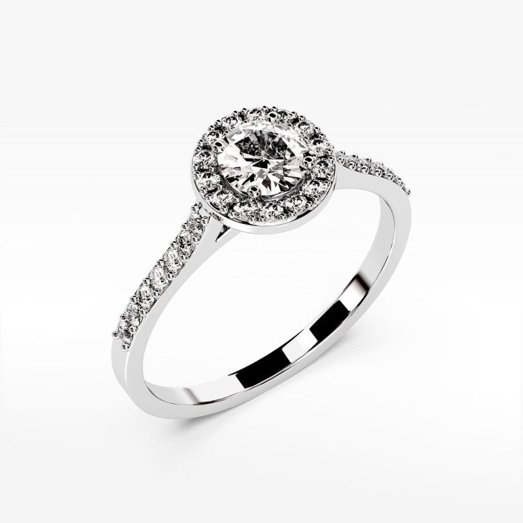 Pierścionek z białego złota z diamentami