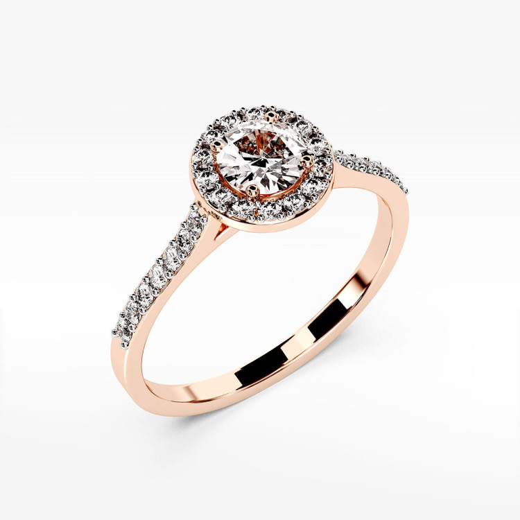 Pierścionek z różowe złota z diamentami