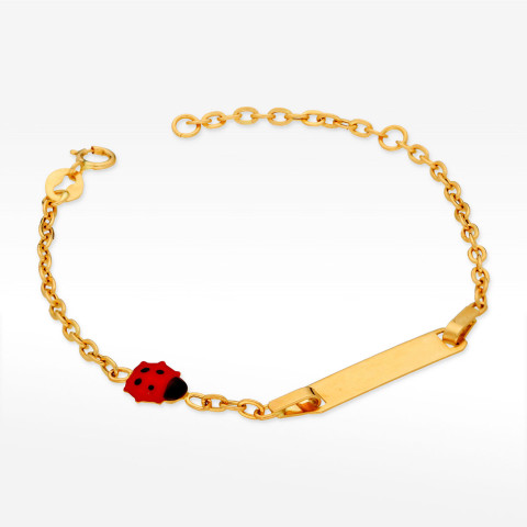 Bransoletka ze złota z blaszką i biedronką