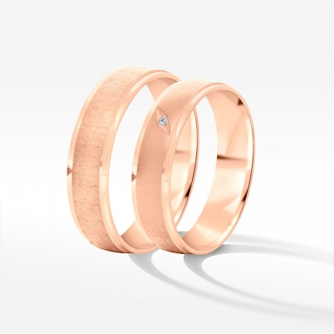 Obrączki ślubne z różowego złota 5.5mm fazowane