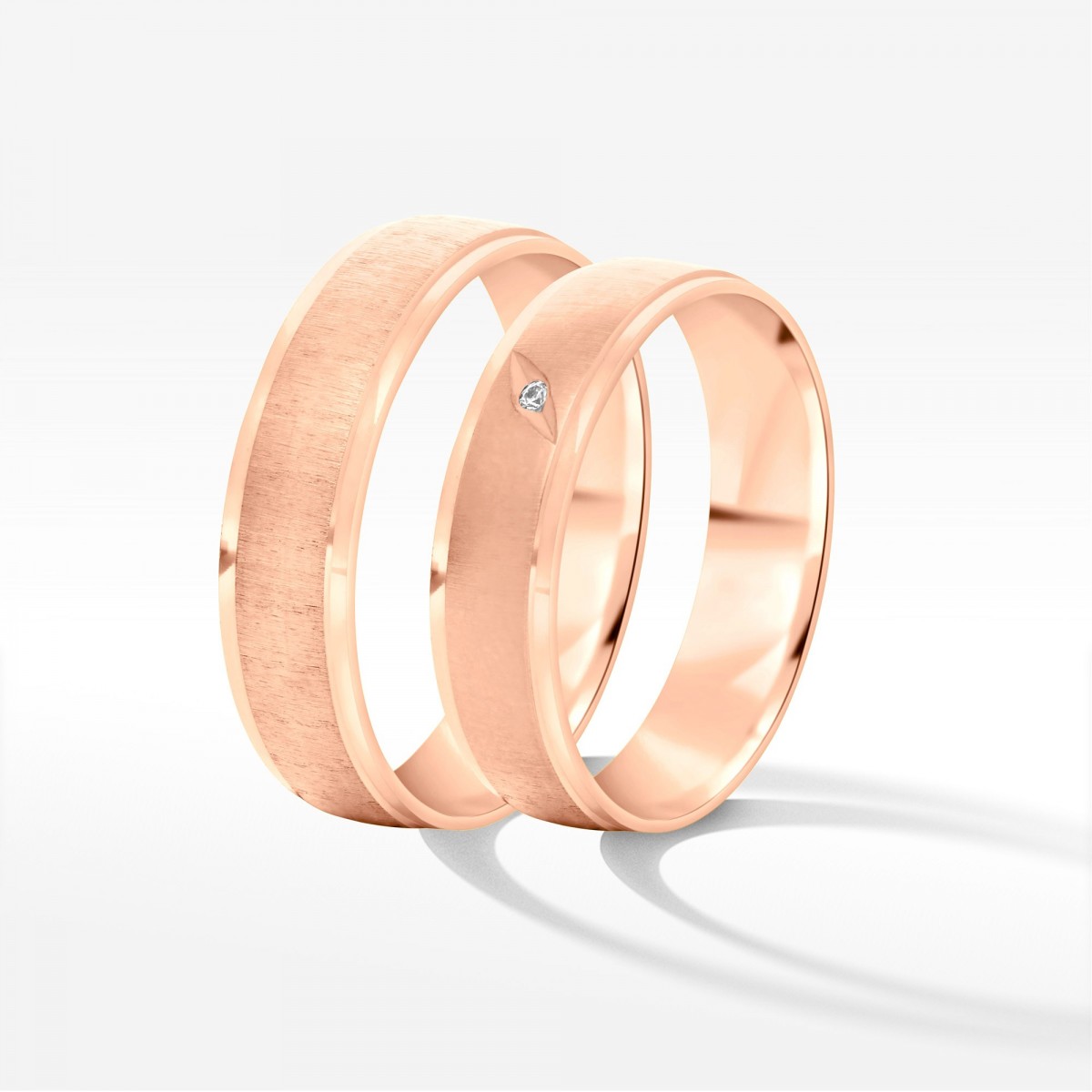 Obrączki ślubne z różowego złota 5.5mm fazowane