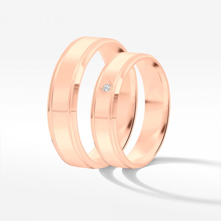 Obrączki ślubne z różowego złota 5mm płaskie