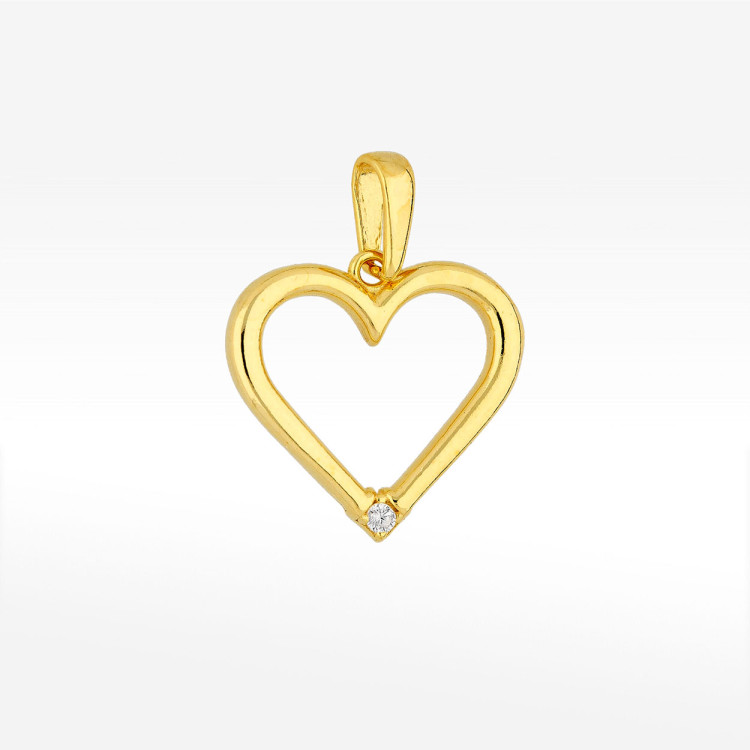 Zawieszka ze złota serce z białą cyrkonią