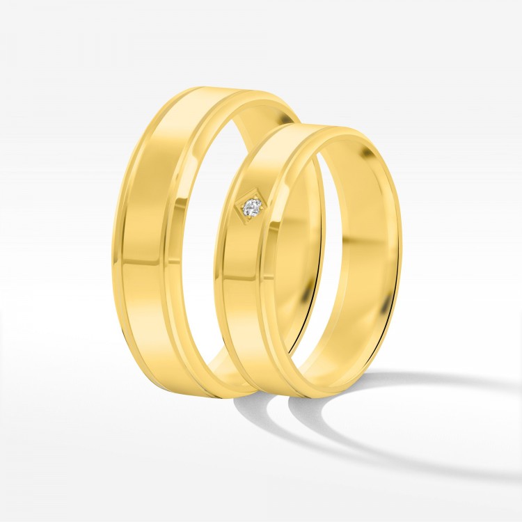 Obrączki ślubne z żółtego złota 5mm płaskie