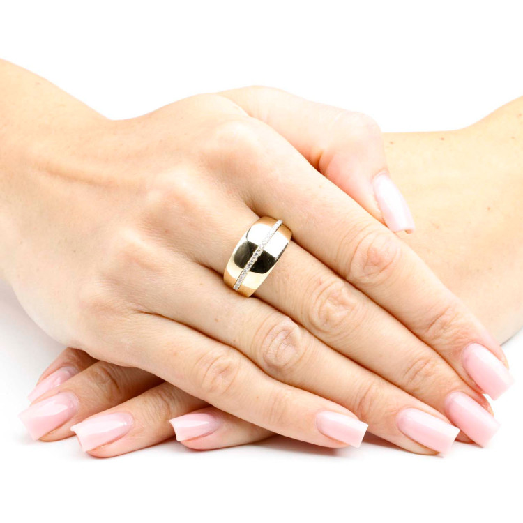 Dall'acqua pierścionek ze złota z cyrkoniami