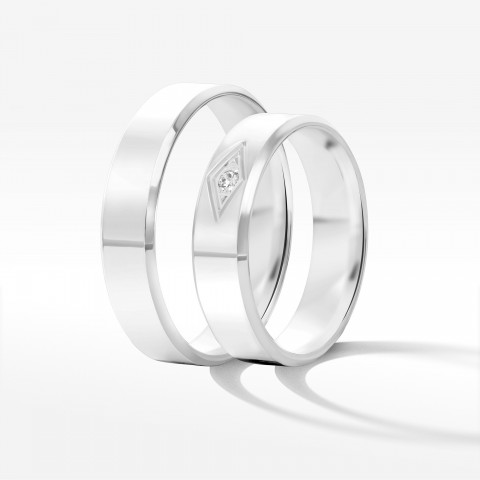 Obrączki ślubne z białego złota 5mm fazowane