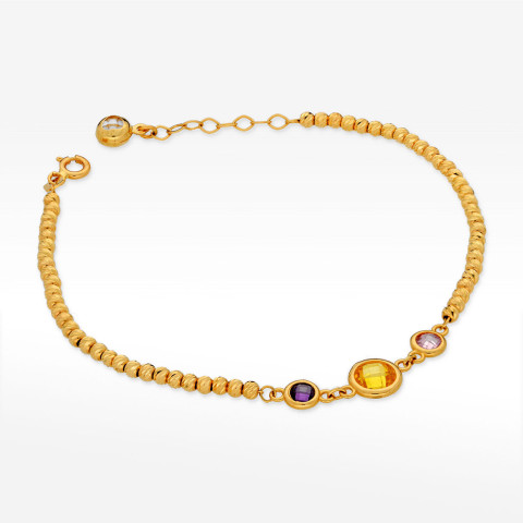 Bransoletka ze złota z koralikami i kolorowymi cyrkoniami