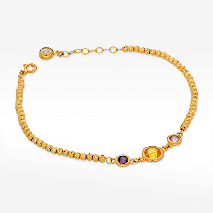 Bransoletka ze złota z koralikami i kolorowymi cyrkoniami