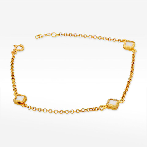 Bransoletka ze złota z białymi koniczynkami