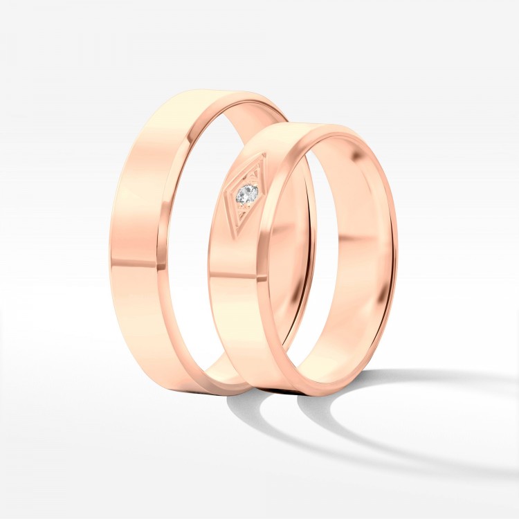 Obrączki ślubne z różowego złota 5mm fazowane