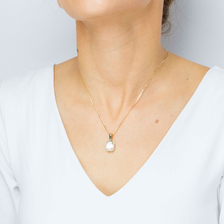 Zawieszka ze złota z żółtą i białymi cyrkoniami