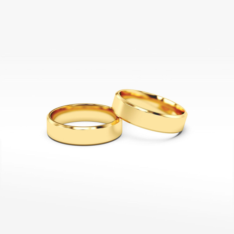 Klasyczne obrączki z żółtego złota 5mm fazowane