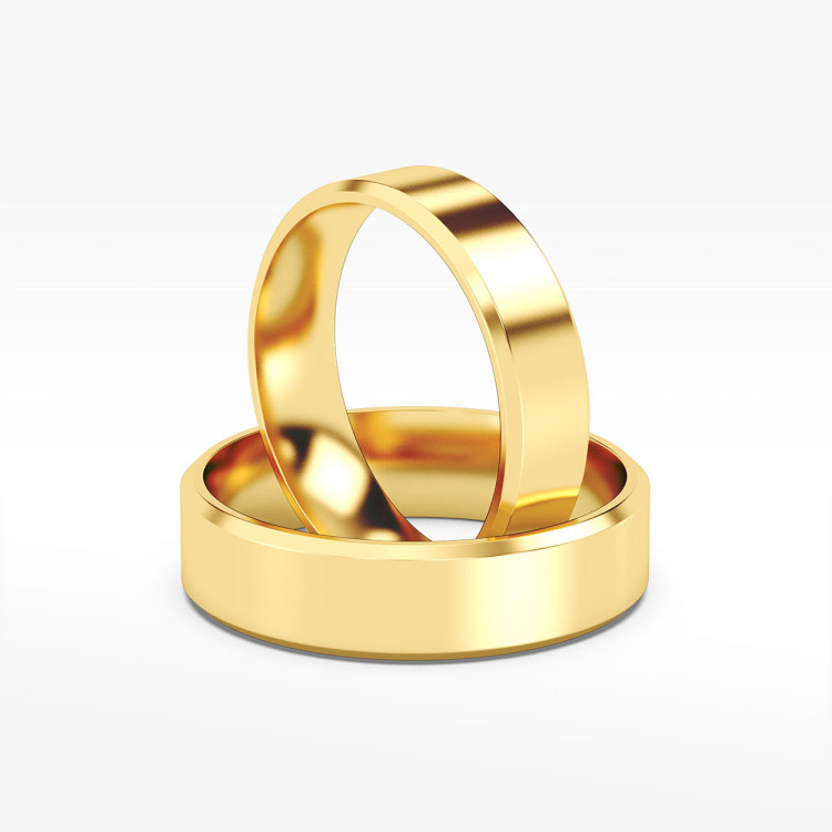 Klasyczne obrączki z żółtego złota 5mm fazowane