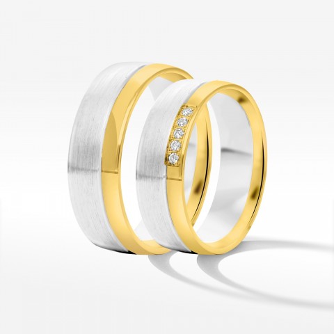 Obrączki ślubne z dwukolorowego złota 6mm półokrągłe