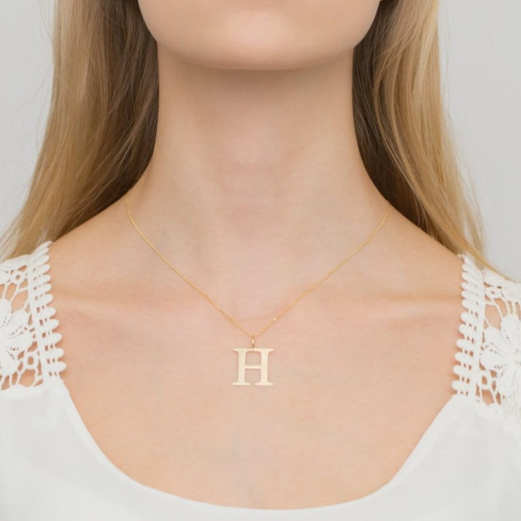Zawieszka ze złota litera H duża