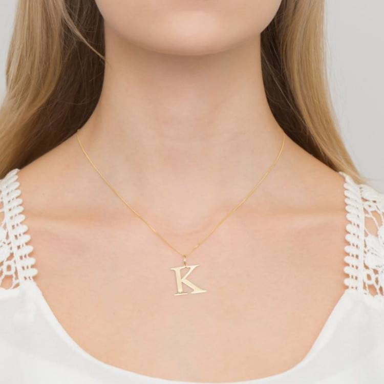 Zawieszka ze złota litera K duża