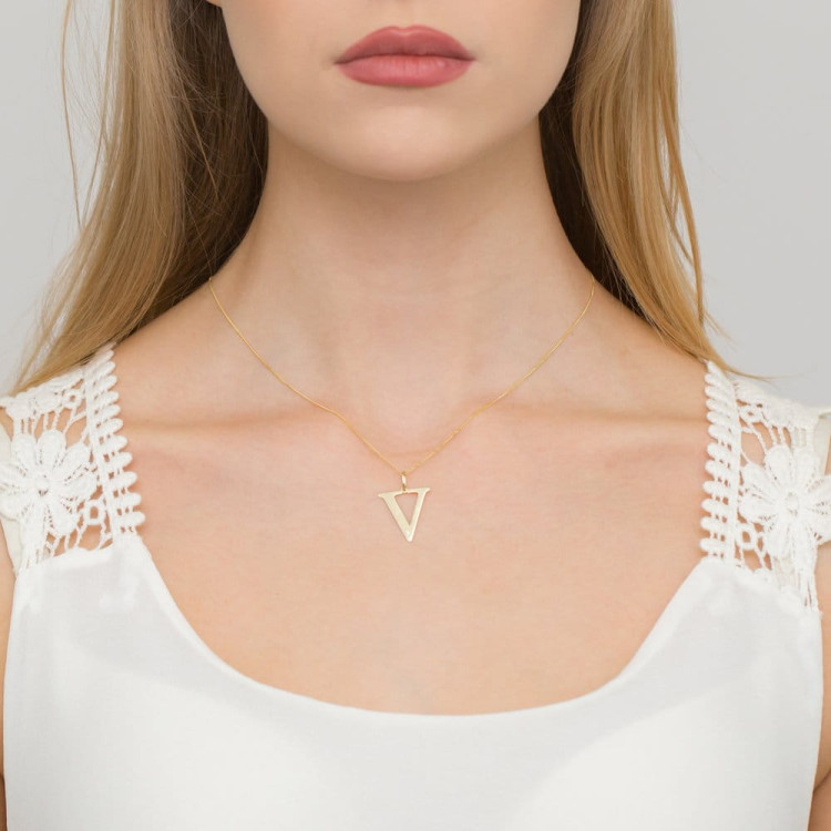 Zawieszka ze złota litera V duża