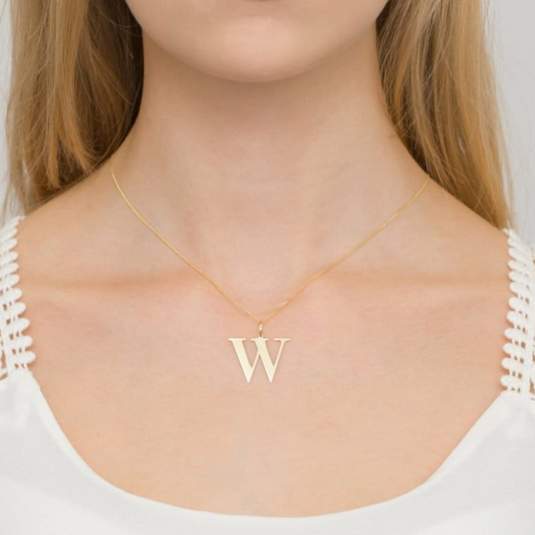 Zawieszka ze złota litera W duża